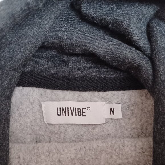 Univibe Faded Black/Dark Grey color Pullover w/ Kangaroo Pocket/Drawstring Neck - Picture 8 of 10